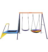 Amazon.com: Lunafun Swing Sets for Backyard with Trampoline 440lbs